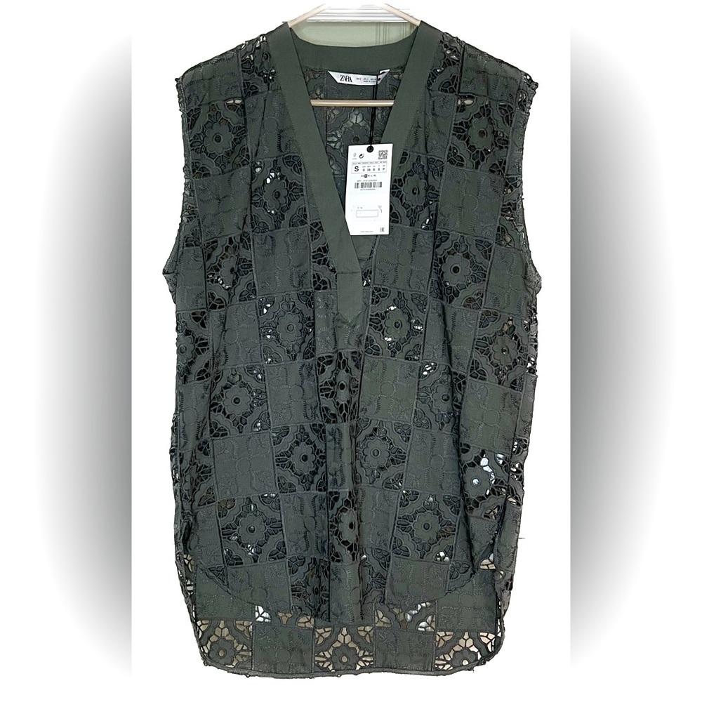 Zara Olive Green Sleeveless Top